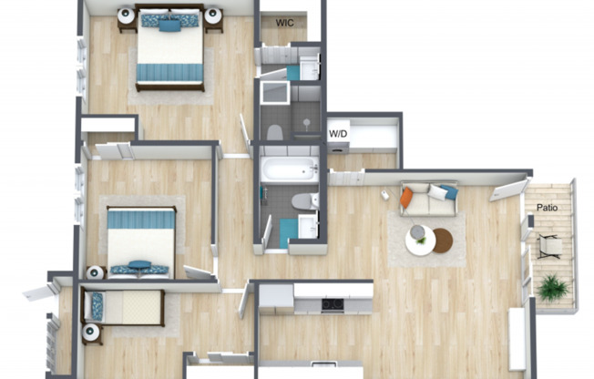 3 beds, 2 baths, 975 sqft, $3,795, Unit 4820-4