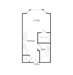 Studio, 1 bath, 391 sqft, $1,550