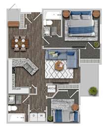 2 beds, 2 baths, 1,008 sqft, $1,099