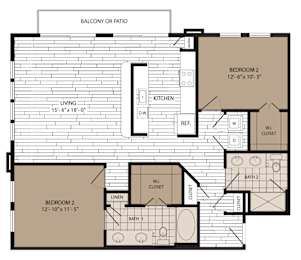 2 beds, 2 baths, 1,232 sqft, $2,051