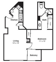 1 bed, 1 bath, 640 sqft, $2,110