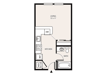 Studio, 1 bath, 442 sqft, $1,452