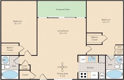 2 beds, 2 baths, 1,100 sqft, $1,715