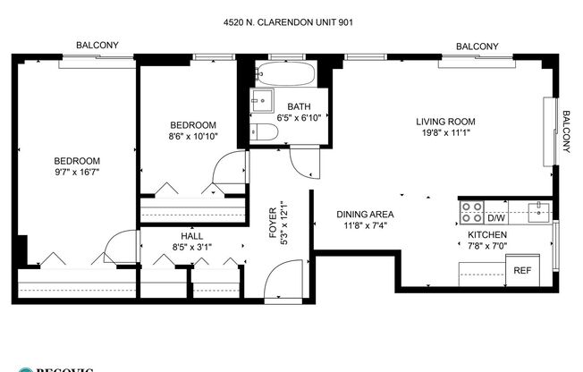 2 beds, 1 bath, 794 sqft, $2,650, Unit 901