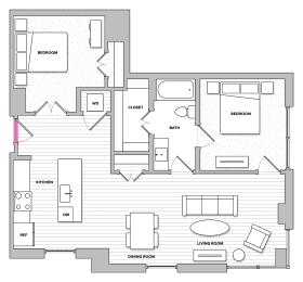 2 beds, 1 bath, 978 sqft, $3,057