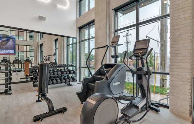 the gym at the flats at big tex apartments