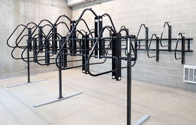 a rack of climbing equipment in a gym at The Landing at 1001 NP, Fargo, ND, 58102