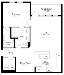 1 bed, 1 bath, 953 sqft, $1,711