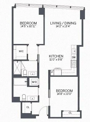 2 beds, 2 baths, 1,000 sqft, $3,963