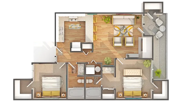 2 beds, 2 baths, 864 sqft, $1,795