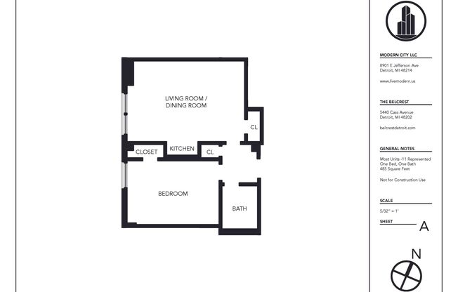 1 bed, 1 bath, 484 sqft, $1,148, Unit 411