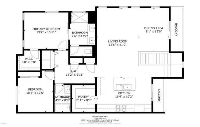 2 beds, 2 baths, $3,450, Unit Unit 5