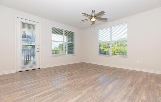 a room with a large window