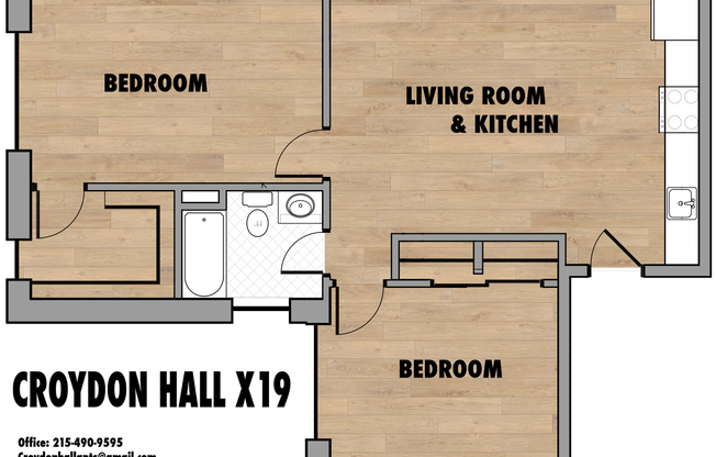 2 beds, 1 bath, 650 sqft, $1,950, Unit 419