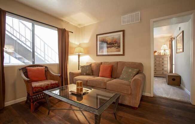 Living room at Tierra Pointe Apartments in Albuquerque NM October 2020