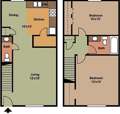 2 beds, 1.5 baths, 1,100 sqft, $1,299