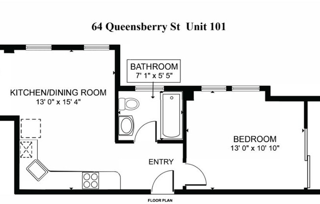 1 bed, 1 bath, 500 sqft, $2,950, Unit 101