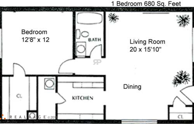 1 bed, 1 bath, 870 sqft, $1,300