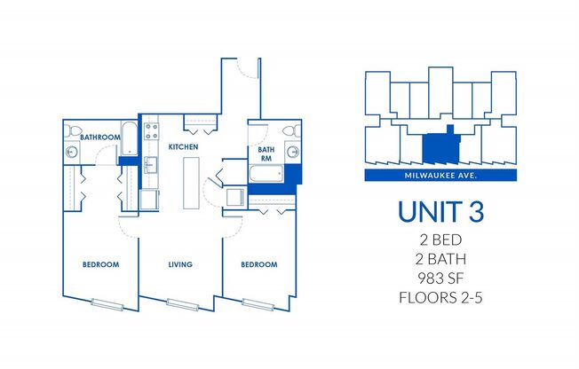 2 beds, 2 baths, 890 sqft, $2,895, Unit 830-503