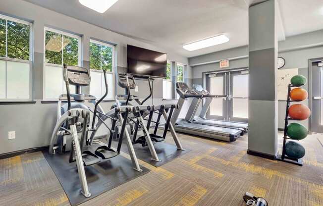 fitness center with tv