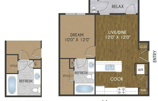 1 bed, 1 bath, 625 sqft, $1,442