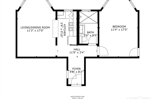 1 bed, 1 bath, 579 sqft, $3,000, Unit 4