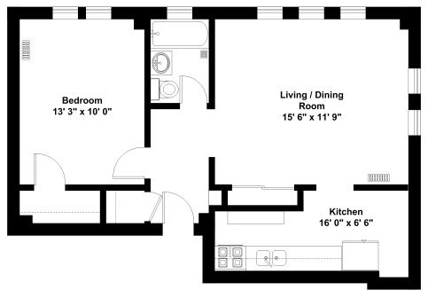 1 bed, 1 bath, 500 sqft, $2,400, Unit 705