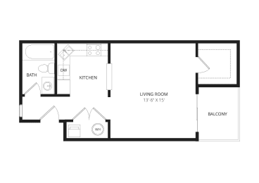 Studio, 1 bath, 426 sqft, $1,030