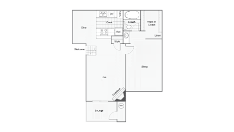 1 bed, 1 bath, 675 sqft, $2,240