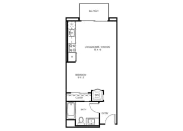 Studio, 1 bath, 488 sqft, $2,131