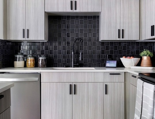 Quartz Countertops + Mosaic Tile Backsplash