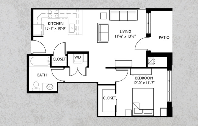 1 bed, 1 bath, 712 sqft, $1,750, Unit 115