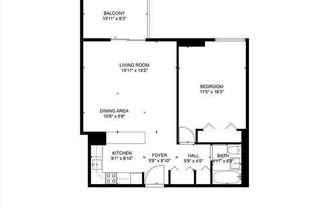1 bed, 1 bath, 670 sqft, $2,100, Unit 6G