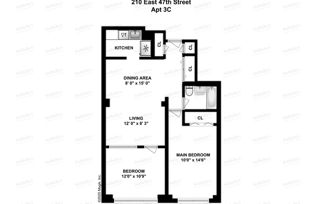 2 beds, 1 bath, $4,995, Unit 3C
