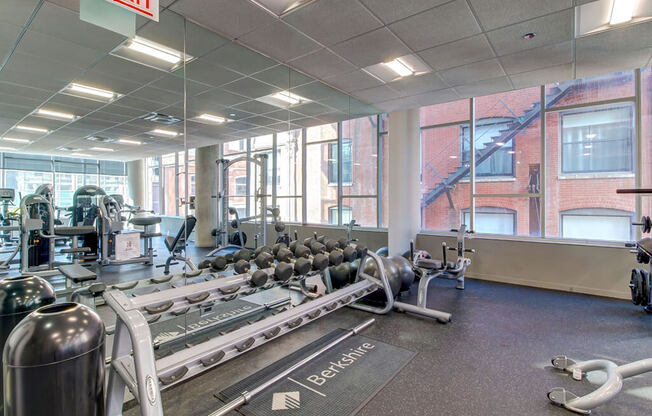 Eight O Five Apartments Free Weights in Weight Training Center in Chicago IL 60610