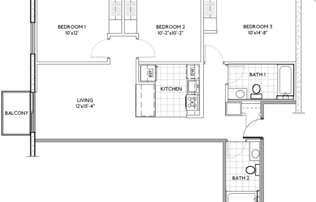 3 beds, 2 baths, 865 sqft, $3,269, Unit 1216-112