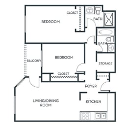 2 beds, 2 baths, 1,005 sqft, $1,817