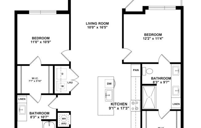 2 beds, 2 baths, 1,054 sqft, $2,009