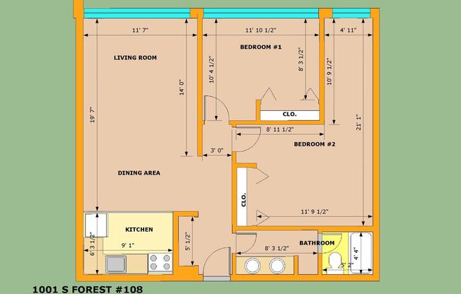 2 beds, 1 bath, 768 sqft, $2,390, Unit 213