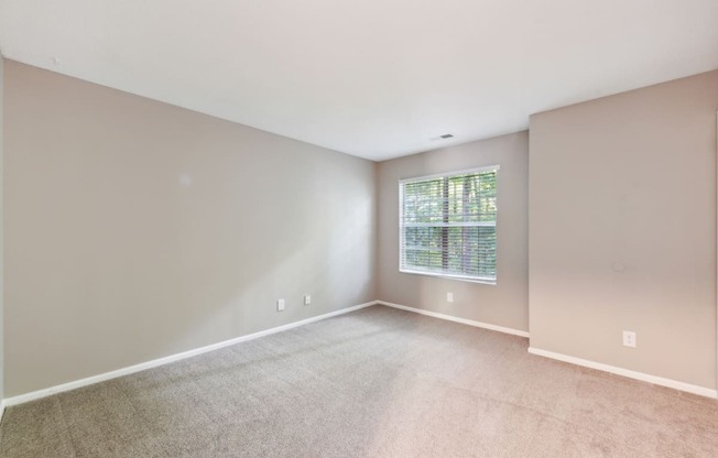 an empty room with carpet and a window