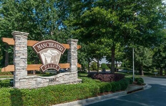 Decorated Manchester Place Property Signage in Georgia Rental Homes
