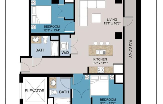 2 beds, 2 baths, 863 sqft, $3,500, Unit Unit 527