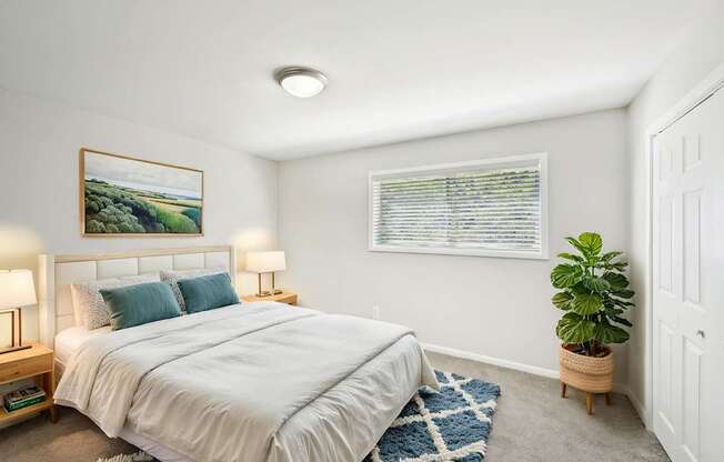 Spacious bedroom in two bedroom apartment at Amber Grove Apartments in Marietta GA