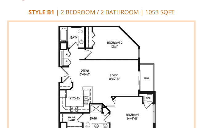 2 beds, 2 baths, 1,053 sqft, $1,380, Unit 403