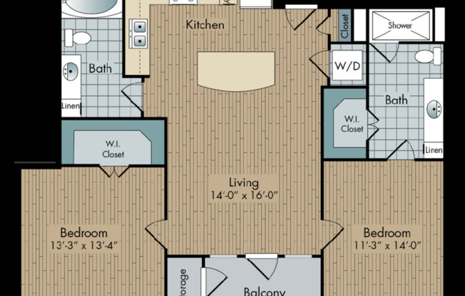 2 beds, 2 baths, 1,036 sqft, $2,295