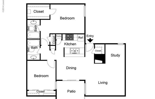 2 beds, 2 baths, 1,102 sqft, $1,440