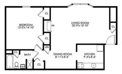  Floor Plan 1 Bedroom