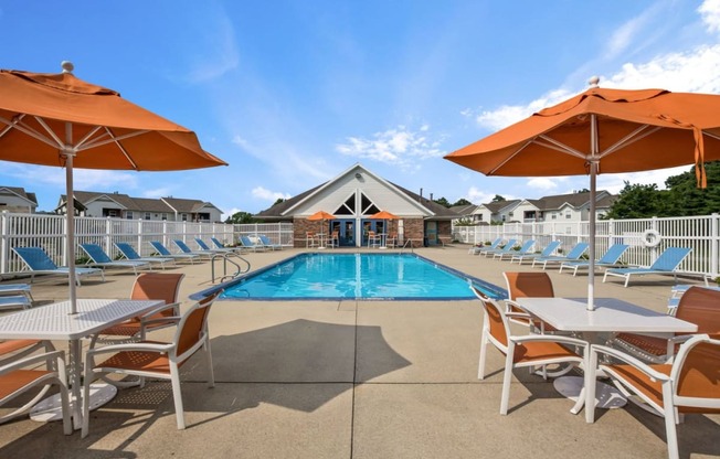 our apartments have a pool and tables