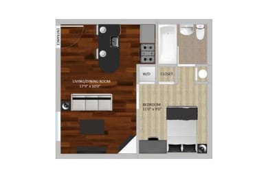 1 bed, 1 bath, 425 sqft, $1,039