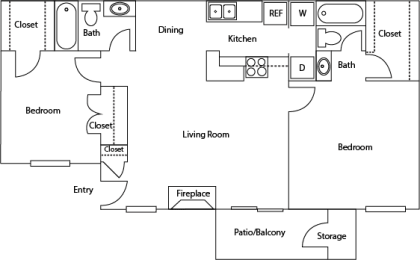 2 beds, 2 baths, 946 sqft, $1,235